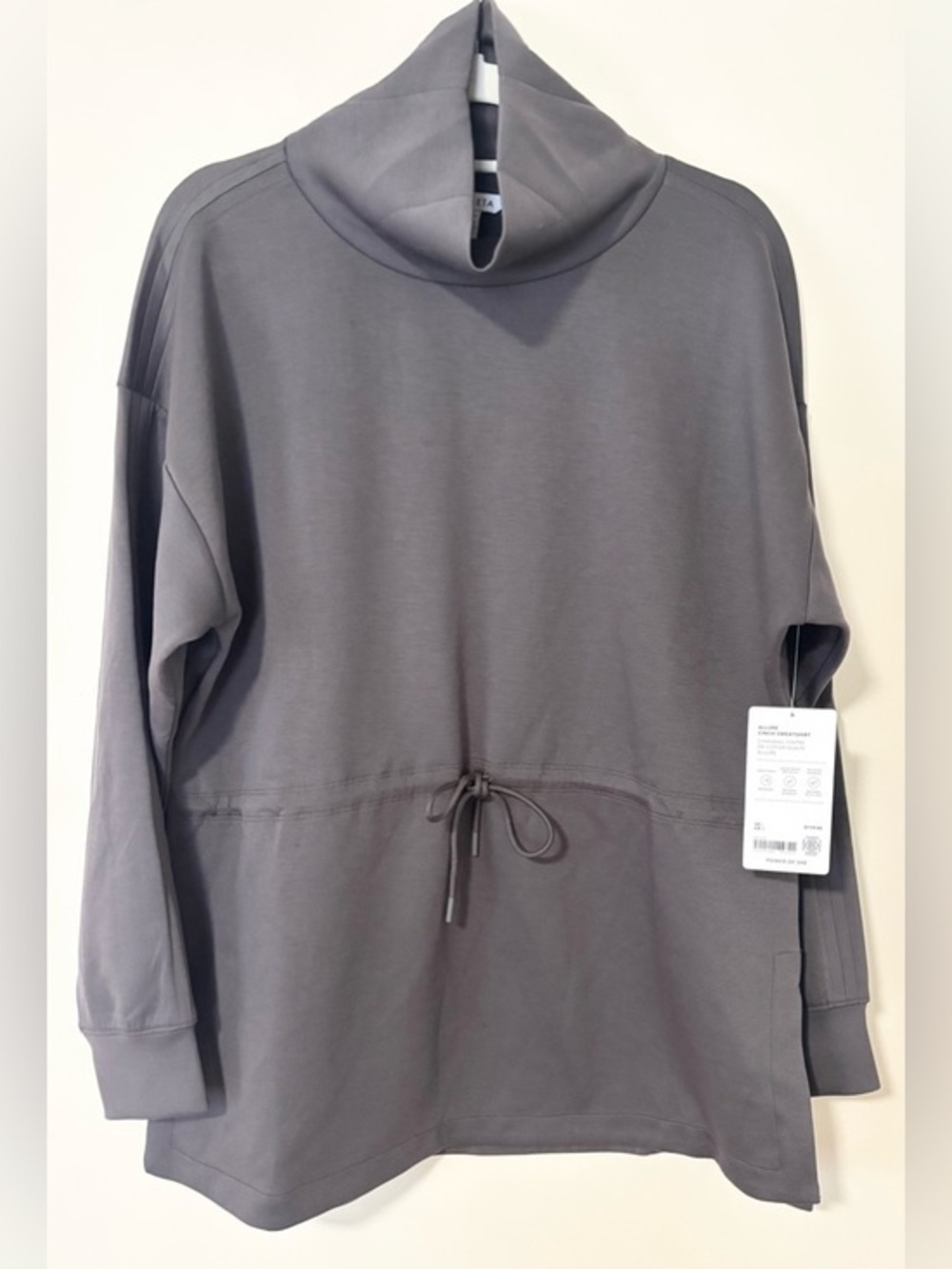 Athleta Allure‎ Cinch Mock Neck Sweatshirt in Gray - Picture 2 of 9